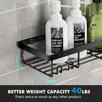 Moforoco Shower Caddy Shelf Organizer Rack, Self Adhesive Black Bathroom Shelves Basket, Home Farmhouse Wall Inside Organization and Storage Decor Rv Accessories, First Camper Apartment Essentials