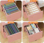 METAN Metal 2 Drawer File Cabinet with Lock, Mobile File Cabinet Under Desk for Letter/Legal Size,Assembly Required,Pink
