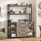 SEDETA File Cabinet with Charging Station, Vertical Filing Cabinet with Lock for Home Office, Printer Stand with Open Storage Shelf, Fits Legal/Letter/A4 Size, Grey
