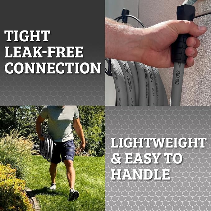Flexzilla Colors SwivelGrip Garden Hose 5/8 in. x 75 ft., Lightweight All-Weather Water Hose, Durable and Flexible, Leak-Free Connections, Slate Grey