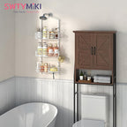 SWTYMIKI Shower Caddy Hanging Organizer - 3-Tier Rustproof Shower Organizer Over Showerhead with Adjustable Baskets, 24 Hooks, Soap & Razor Holder - No Drill Large Bathroom Storage Rack, White