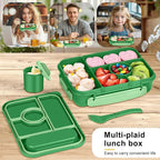 Bento Box Adult Lunch Box Kids,Lunch Containers for Adults/Kids/Toddler,5 Compartments Bento Lunch Box with Sauce Vontainers,Microwave & Dishwasher & Freezer Safe,BPA-Free (Emerald green)