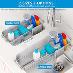 Dish Stands, Over The Kitchen Sink Caddy Sponge Holder Organizer Drying Rack Expandable for Sponge Brush Soap Dish Cloth Rag Smaller 12.25" to 17.25", Stainless Steel