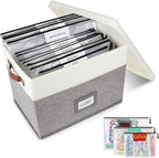 Board Game Organizer with 12pcs Zipper Bags and Writable Stickers, Storage with Lid for Office Supplies, Puzzles, Video Game, Craft Products