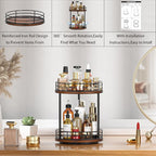 Bathroom Organizer Countertop,2 Tier Rotating Makeup Organizer Countertop for Vanity,Wooden Bathroom Counter Storage Shelf,Lazy Susan Turntable for Perfume,Skincare,Cosmetic (Brown)