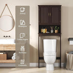 Yaheetech Over The Toilet Storage with 2 Doors & Adjustable Shelf, Free Standing Toilet Rack Wooden Space-saving Collect Cabinet, Bathroom Furniture, 9Dx24.5Wx66H Inches, Espresso