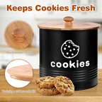Cookie Jars with Lids Airtight, Large Cookie Tins, 1.5 Gallons Cookie Jar for Kitchen Counter Decorative, Farmhouse, Christmas, Mother's Day Gift Cookie Storage Containers (Black)
