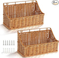 OwnMy 2PCS Plastic Wicker Hanging Basket Wall Mount Storage Baskets for Kitchen Organizing Fruit, Onion, Potato, Vegetable, Hanging Fruit Baskets for Kitchen Counter/Pantry/Cabinet