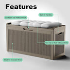 60 Gallon Deck Box,Waterproof Resin Outdoor Storage Box for Patio Furniture,Outdoor Cushions,Garden Tools and Pool Supplies,Weatherproof(Grey,60Gallon)
