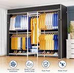 Ulif E12C Pro Heavy Duty Closet Organizer System，Freestanding Clothing Racks for Hanging Clothes，Adjustable Garment Rack 71"W x 16"D x 76.5"H Hold 960lbs，White Clothing Rack with Black Dustproof Cover