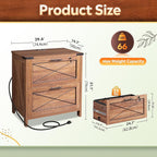 DEVAISE Lateral File Cabinet with Lock, 2 Drawers & Charging Station, Farmhouse Wood Printer Stand with Large Storage, Fits A4/Letter/Legal Hanging Files, Oak