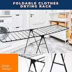 happhom Clothes Drying Rack, Height Adjustable Gullwing for Clothes and Dress, Space Saver Laundry Drying Rack with Smart Lock System, Easy Folding and Hanging for Storage, Sturdy Stainless Steel