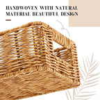 2 Pcs Toilet Paper Basket for Back of Toilet Wicker Anti-Vine Basket Topper and Vanity Tray Set with Built-in Handles for Paper Hand Towel, Bathroom, Home, Spa(Dark Brown)