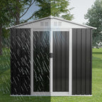 6FT x 4FT Outdoor Sheds Storage Anti-Corrosion Utility Tool House with Lockable Door & Shutter Vents Outdoor Waterproof Garden Tool Metal Storage Sheds（with Metal Foundation）