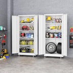 Greenvelly 73" Storage Cabinet with Wheels, Rolling Metal Cabinet with Locking Doors and Adjustable Shelves, Steel Tool Cabinet for Home Office, Garage, Warehouse, White(32" W x 16" D)