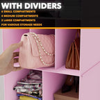 SpaceAid 2 Pack Hanging Closet Organizer and Storage with Dividers, 24 Compartments Hanging Shoe Shelves for Closet, Wardrobe, RV, Garment Rack - Pink