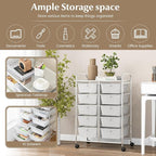 RELAX4LIFE Rolling Storage Cart with 10 Drawers - Craft Storage Cart with Lockable Wheels,Utility Cart, Art Cart Organizer for Crafting Storage, Studio, Office, Home, School Rolling Drawer Cart