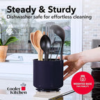 Cooler Kitchen Jumbo Plastic Rotating Extra Large Utensil Holder Crock with No-Tip Weighted Base, Removable Divider, and Gripped Insert - Kitchen Utensil Holder for Kitchen Counter: Blue Utensil Caddy