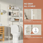 3-Tier Over The Toilet Storage, Freestanding Metal Bathroom Shelves, Space Saver Above The Over Toilet Storage Shelf for Bathroom (White)