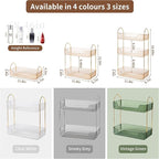 2 Tier Bathroom Organizer Countertop Makeup Perfume Tray Skincare Organizer for Bathroom Dresser Vanity (Gold)