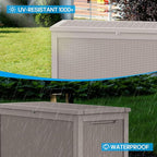 320 Gallon Outdoor Deck Box,Waterproof Resin Outdoor Storage Boxes, Outside Storage Lockable Container for Garden Tools,Indooor Cushions,Accessories (Grey)