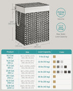 SONGMICS Laundry Hamper with Lid, 23.8 Gallon (90 L) Synthetic Rattan Clothes Laundry Basket with Lid and Handles, Foldable, Removable Liner, Dove Gray ULCB51WG