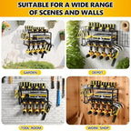Wall Mount Power Tool Organizer, 3 Layers Floating Tool Rack with 4 Cordless Drill Holders, Storage Rack for Workshop/Garage, 150Lbs Load Capacity, Heavy Duty Iron, Matte Black