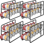 MOOACE 4 Pack Can Dispenser Rack, Stackable Soda Can Organizer Holder for Canned Food Storage Kitchen Cabinet Pantry Countertop, Black