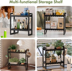 AmazerBath Bamboo Over The Toilet Storage Shelf - 2-Tier Bathroom Organizers and Storage Shelves, 2 in 1 Dual Stable Above Over Toilet Bathrooms Shelf Home Storages Rack for Small Bathroom, Black