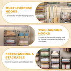 X-cosrack 7 Tier Foldable Hanging Closet Organizer and Storage,Wire Closet Shelving with 4 Large Hooks+ 5 S Hooks,Hanging Basket for Clothes Sweaters Shoes Handbags,Small Closet Organizers