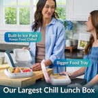 Bentgo Chill Max Leak-Proof XL Lunch Box - Included Ice Pack Keeps Food Cold; 5-Cup Capacity for Adults & Ages 8+, 3 or 4 Compartment Bento Box, BPA-Free, Dishwasher Safe (Fog & Deep Teal)