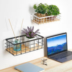 Funrous 2 Pcs Metal Small Wire Basket Wall Hanging Wire Basket Hang Small Bathroom Kitchen Storage Organizer Toilet Paper Mesh Storage Bin Shelf Rack with Base(Black,11.42 x 5.12 x 3.94 Inches)