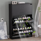 Shoe Cabinet with Odor Control and Back Panels, Deodorizing Slim 3-Flip Shoe Storage Cabinet for Entryway, Freestanding Hidden Shoe Rack Organizer for Entrance, Hallway, Bedroom