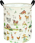 Farm Pattern 19.7 Inch Round Laundry Clothes Hamper Laundry Basket with Handles,Storage Organizer Bins Laundry Gift Basket for Room, Bedroom Decor