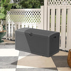 90 Gallon Resin Deck Box, Waterproof Outdoor Storage Bin for Patio, Poolside, and Garden, Lockable & UV-Resistant, Ideal for Small Spaces, Black
