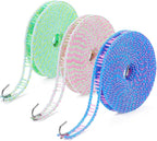 3-Pack Windproof Clothesline with Hooks – Super Strong and Durable, PE Material, 16ft – Ideal for Indoor/Outdoor Use & Travel