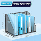 Desk File Organizer Metal Desk Magazine Folder Holder with 5 Vertical Compartments Rack File Organizer for Office, Home, School, Black