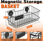 ULIBERMAGNET Magnetic Baskets, Large Capacity Metal Wire Mesh Basket Holder Organizer for Sundry Tool Storage, Magnetic Shelf for Garage, Laundry, Kitchen, Workshop, Cabinet(2 Pack)