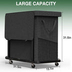 60 Gal(230L) High Grade Large Laundry Basket with Wheels, Rolling Laundry Hamper, Laundry Cart with Metal Frame and Removable Bag Design, Suitable for Laundry Room, Bedroom (Black, 3 Section 230L)
