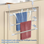 Over The Door Towel Rack, 3-Tier Space Saver for Bathroom & Bedroom, No Drill Hanging Holder for Towels, Robes, Clothes, Perfect for Apartments, Dorms, Renters