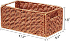 Vagusicc Wicker Storage Basket, Set of 2 Hand-Woven Paper Rope Wicker Basket, Small Storage Baskets for Organizing Toilet Paper, Foldable Small Cube Organizer Bins for Shelves (Orange)