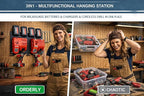3-in-1 Battery Charger Wall Mount Holder for Milwaukee 4X M18 18V Battery and 2X M12-18C Charger/2x M12-18FC Charger/1x M18 DFC & 2 Drills. Battery Charger Hanger/Storage/Rack/Organizer for Garage