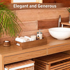 2 Pcs Bathroom Basket Wooden Toilet Tank Paper Basket with Handle Wood Color Bathroom Decor Box Back of Toilet Storage Organizer for Bedroom Vanity Kitchen Countertop Dresser Shelf Decor