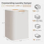 STORAGE MANIAC 2-Pack Large Laundry Hamper, 100L (26.4 Gal) Collapsible Laundry Basket with Bamboo Handles, Freestanding Waterproof Clothes Hamper for Laundry Room, Bedroom, Dorm, Towels, Toys, White