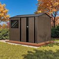 8' x 6' XL Outdoor Storage Shed, Sturdy Metal Building w/Floor and Operable Window for Garden, Backyard, Poolside and Lawn, Brown