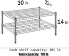 21" Deep x 30" Wide x 14" Height Wire Shelving Kit | 2-Tier | NSF Commercial Storage Rack Unit