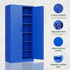 Letaya Metal Garage Storage Cabinets with Lock Door and Adjustable Shelves, Steel Tool Cabinets for Home,Office,Warehouse Organisieren (Blue)