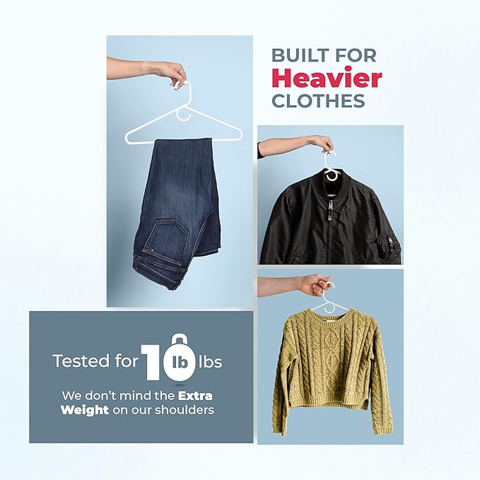 Neaties Heavy Duty Clothes Hangers 20 Pack (24 Count) – Made in The USA – 8lb Capacity Plastic Hangers for Adult Clothing – Durable for Pants, Coats, Jackets, or Jeans – Black