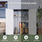 Aoxun Outdoor Storage Shed with Floor, 61 Cu.Ft Large Outdoor Storage Cabinet, Waterproof Vertical Resin Shed for Garden Tools, Pool Equipment, Grey White