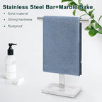 Hand Towel Holder, T-Shape Hand Towel Stand for Bathroom, Hand Towel Rack Bar Standing for Vanity Kitchen Countertop, 304 Stainless Steel, Marble Base (Chrome)